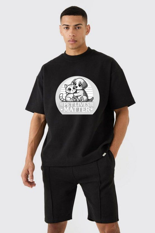 Black T-shirt with white image